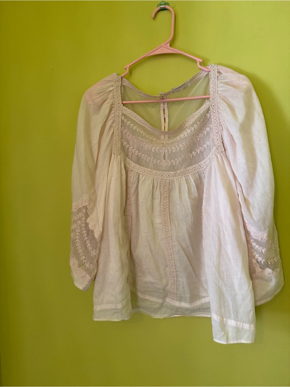 Anthropologie Pale Blush Embroidered Peasant Tunic